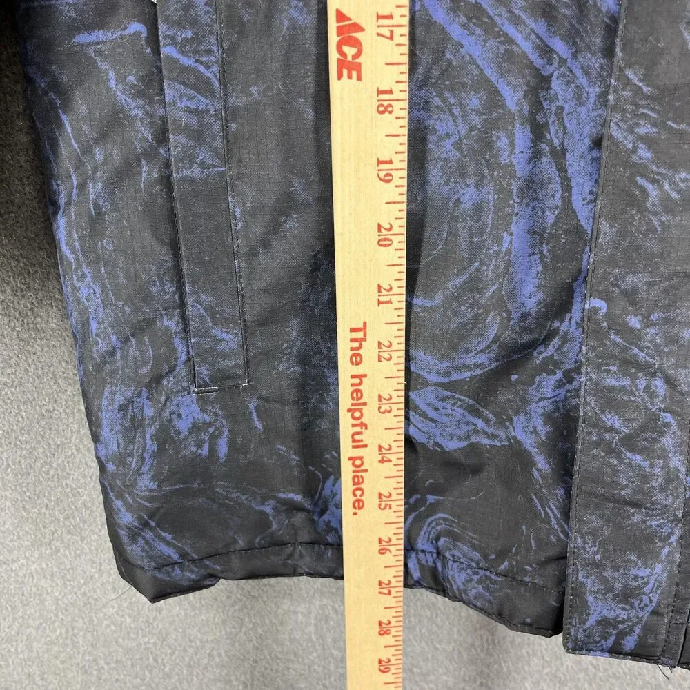 The Children's Place Jacket Boys XL 14 Blue Black Hooded Insulated Puffer Winter